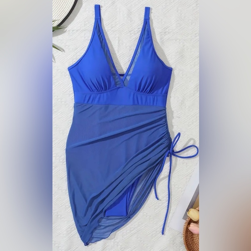 Elegant Blue Women's Swim Dress - Picture 3 of 12